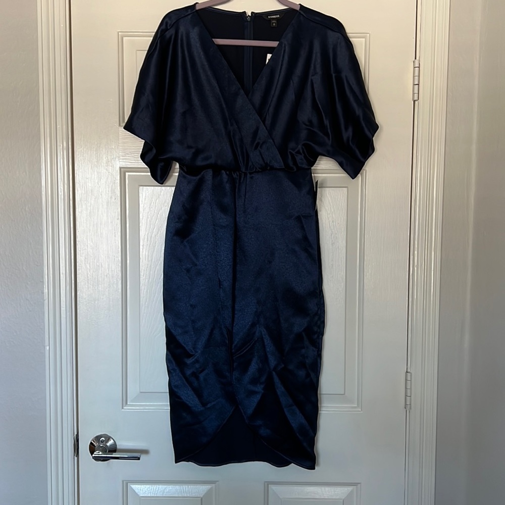 Express Navy Midi Dress: Tags On